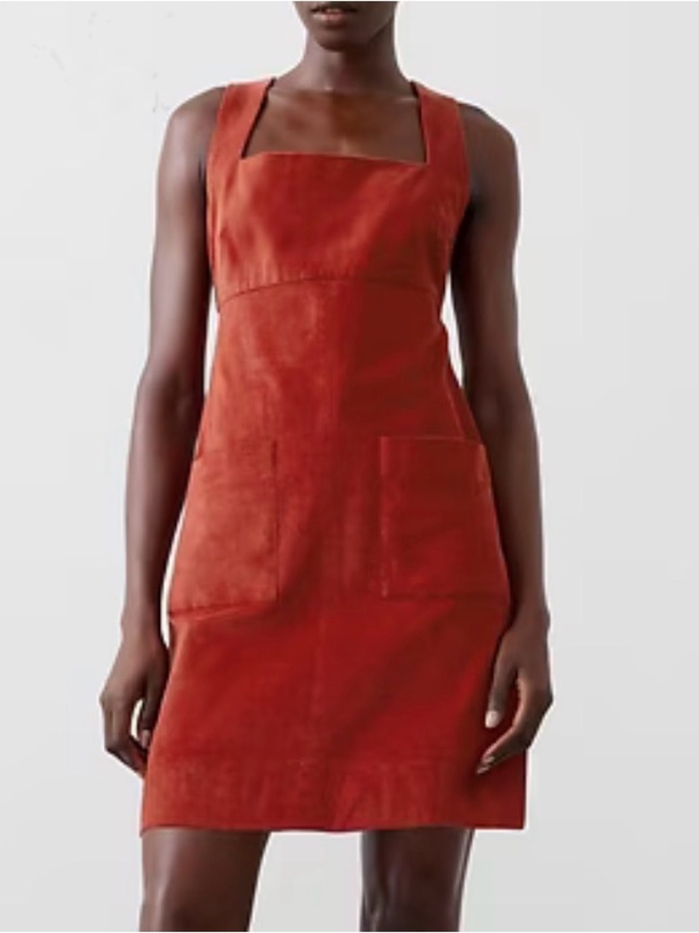 Banana Republic Square Neck Corduroy Mini Dress in Rust NWT